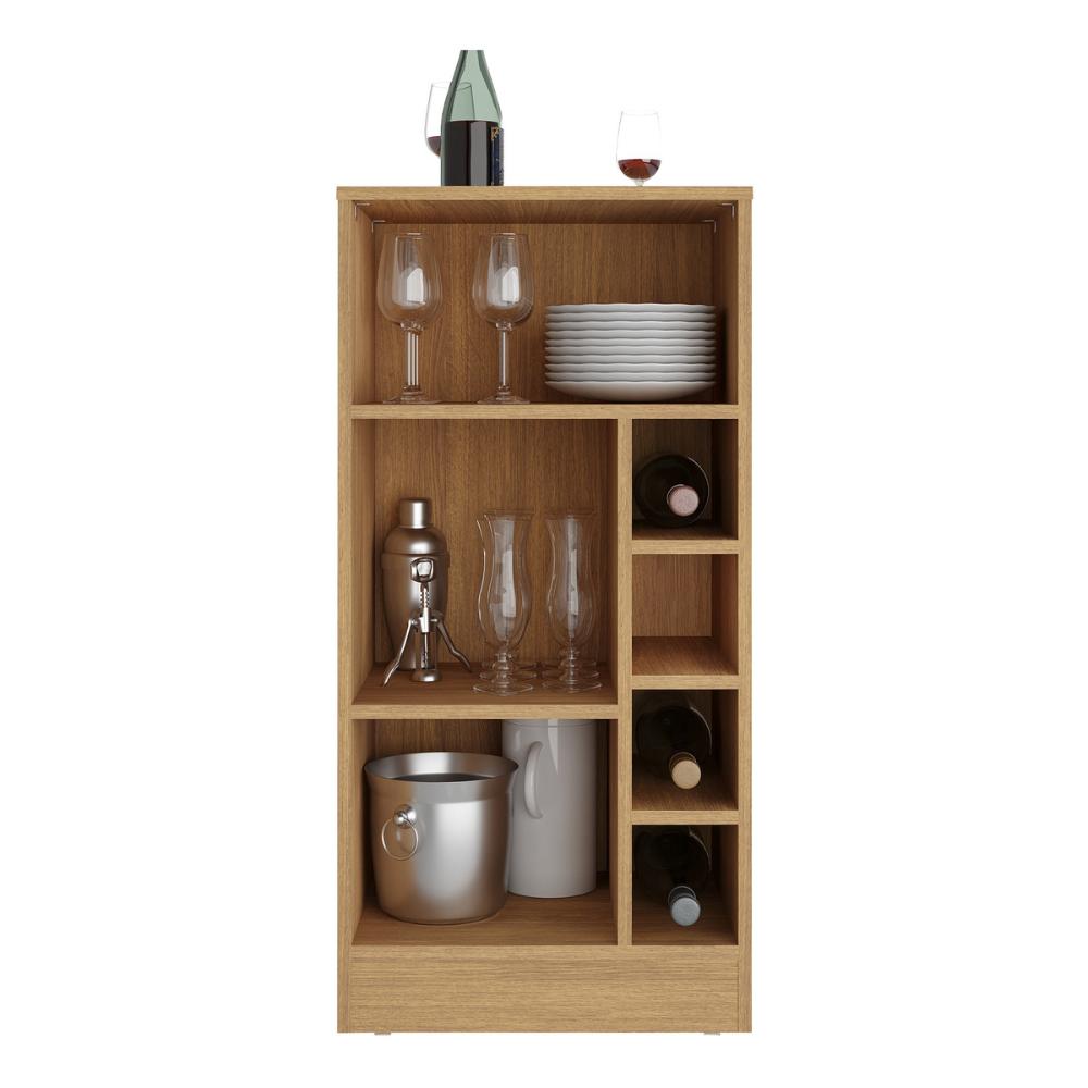 Bancada Balcão/Mesa de Cozinha com Adega 1 Porta e Espelho Multimóveis MP2248 Madeirado
