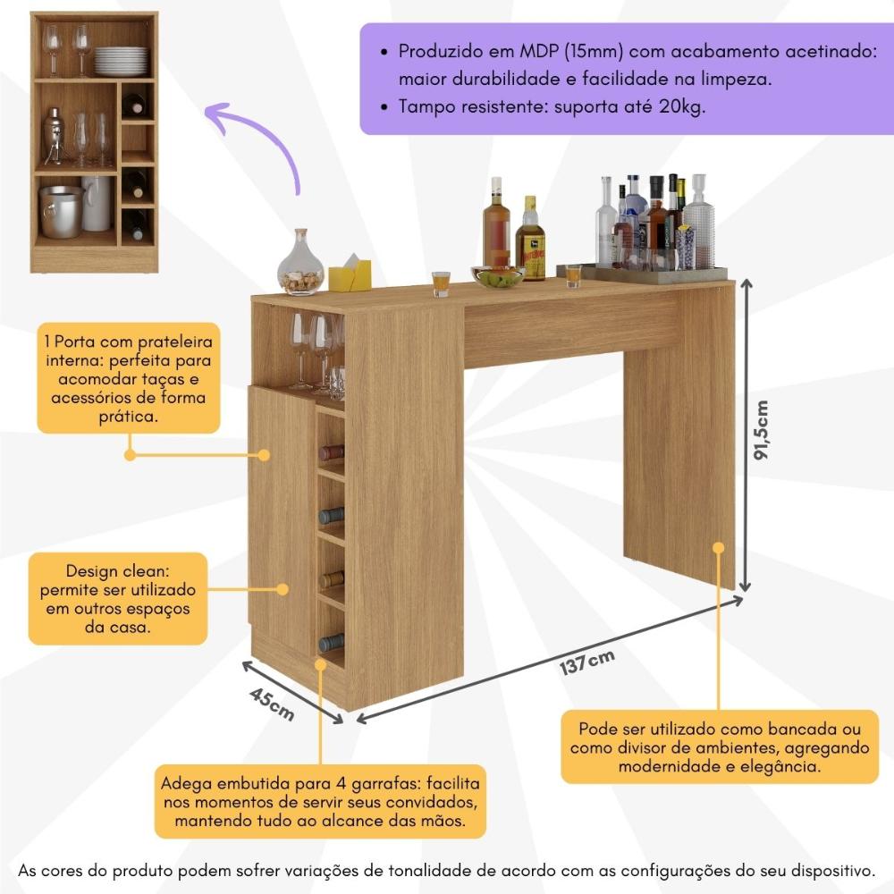Bancada Balcão/Mesa de Cozinha com Adega Multimóveis MP2144