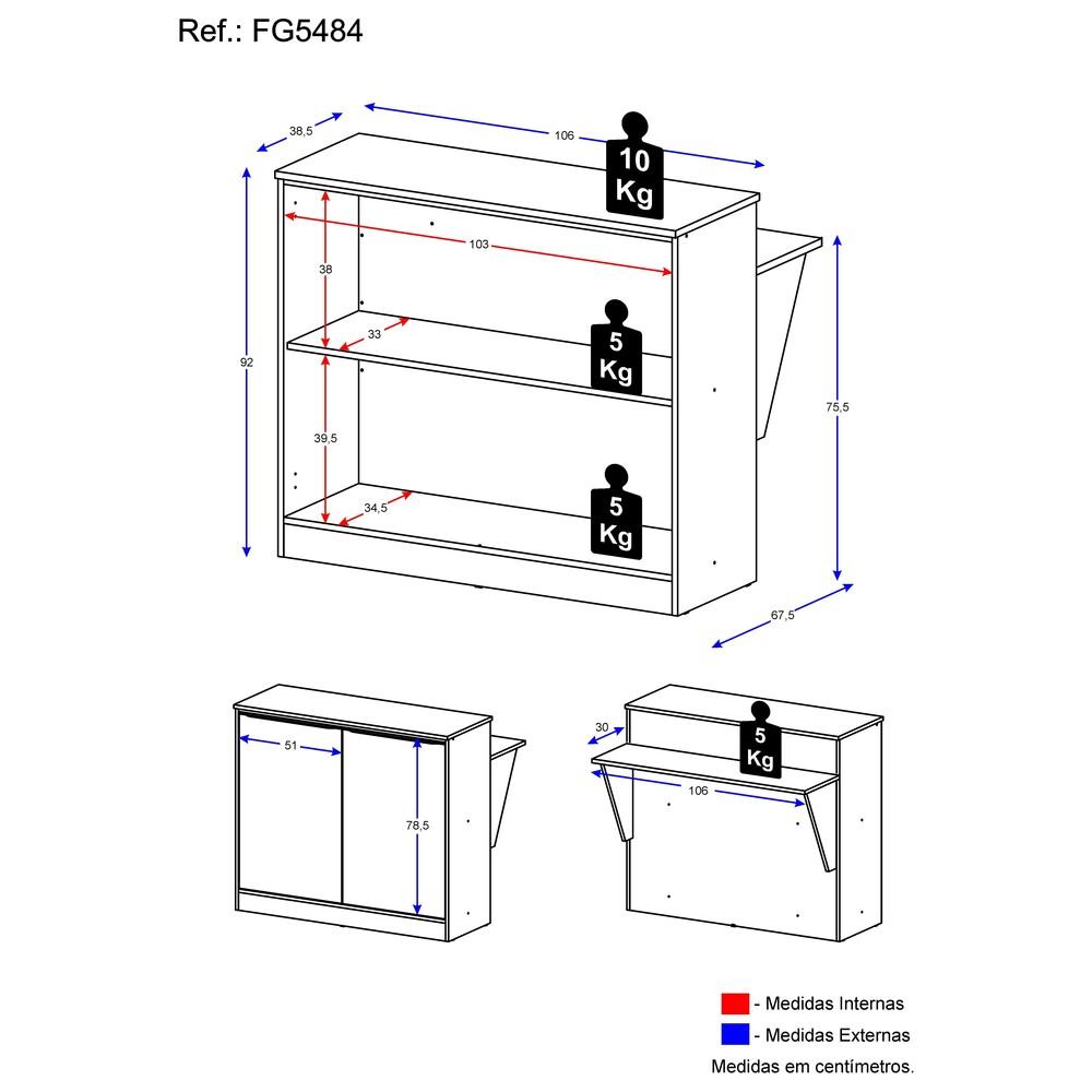 Bancada/Mesa de Cozinha Multimóveis Mariah 2 Portas FG5484 Preta