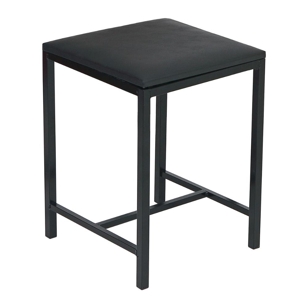 Banqueta Estofada 31cm com Aço Carbono Multimóveis CR25291 Preto