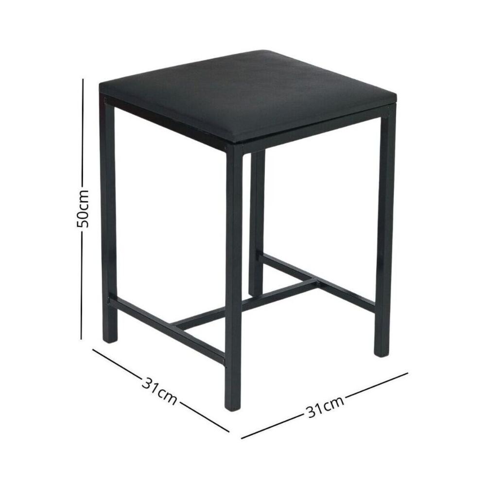 Banqueta Estofada 31cm com Aço Carbono Multimóveis CR25291 Preto