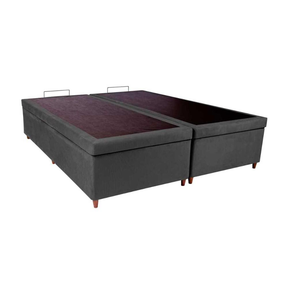 Base Box Baú Bipartido Queen 158x198x46cm Luana Multimóveis CR35382 Cinza