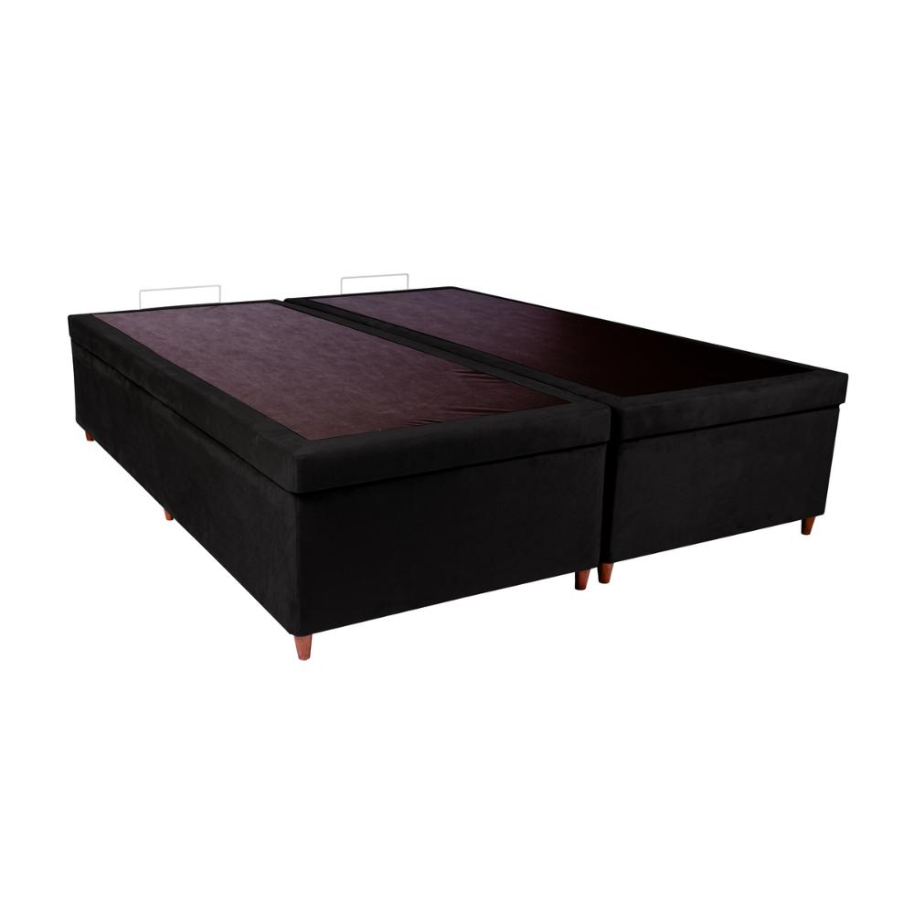 Base Box Baú Bipartido Queen 158x198x46cm Luana Multimóveis CR35382 Preto