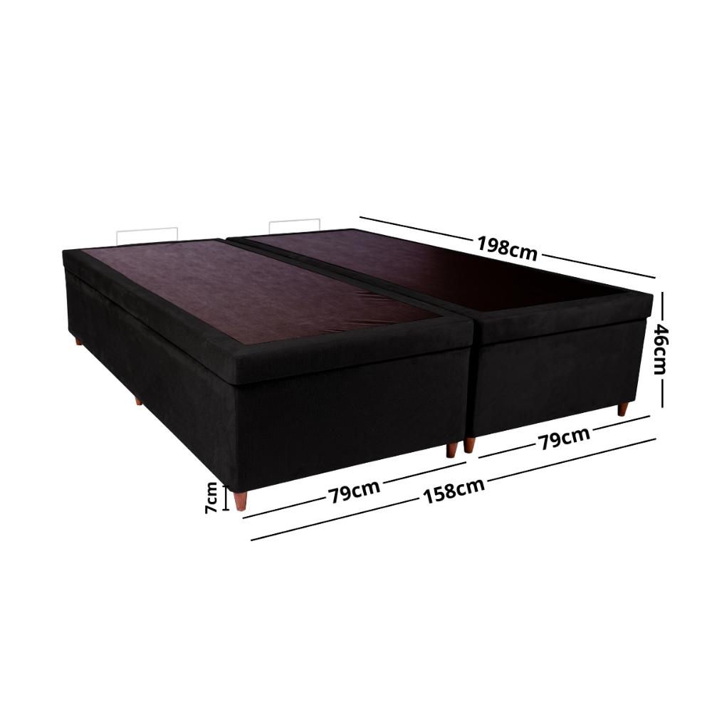 Base Box Baú Bipartido Queen 158x198x46cm Luana Multimóveis CR35382 Preto