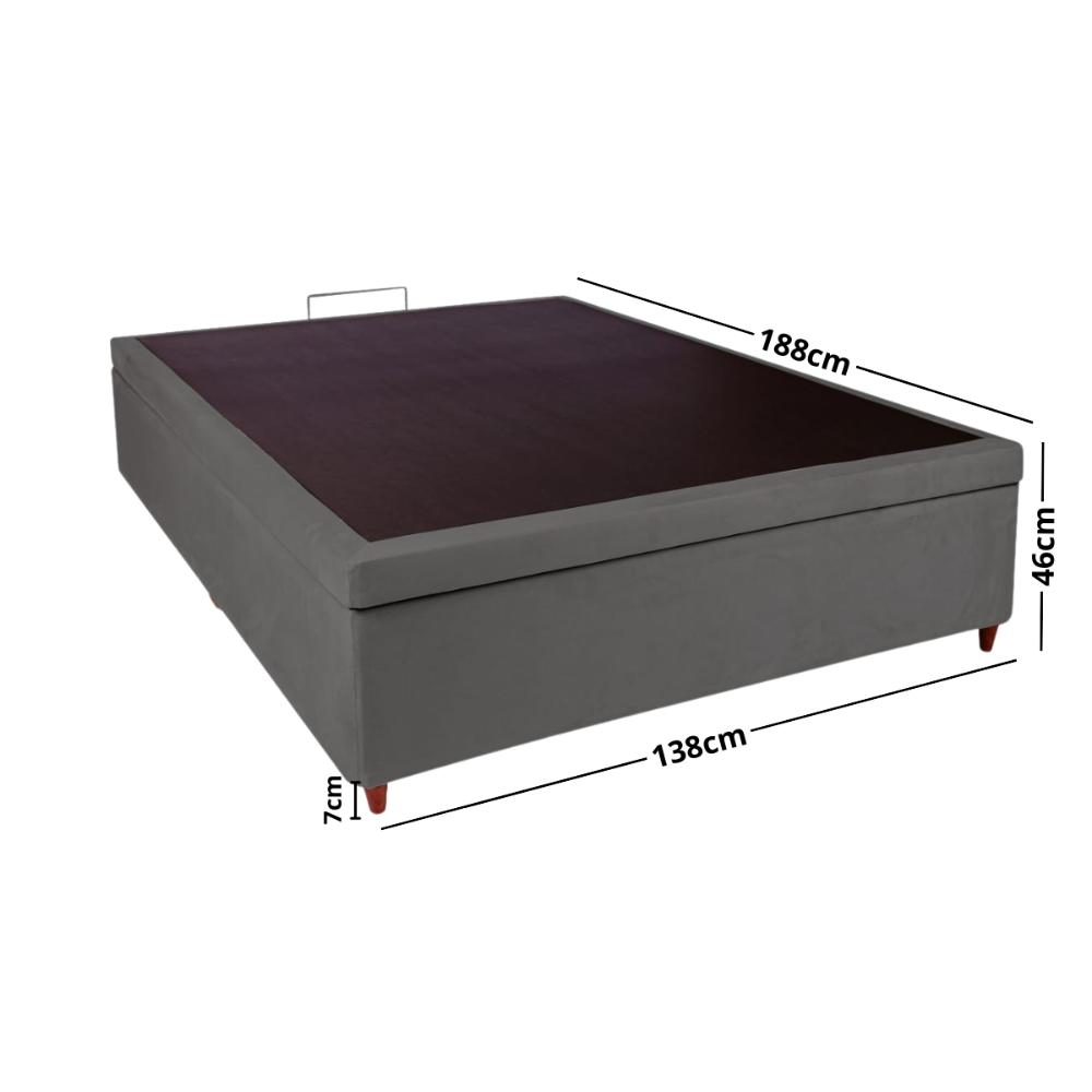 Base Box Baú Casal 138x188x46cm Luana Multimóveis CR35381 Cinza