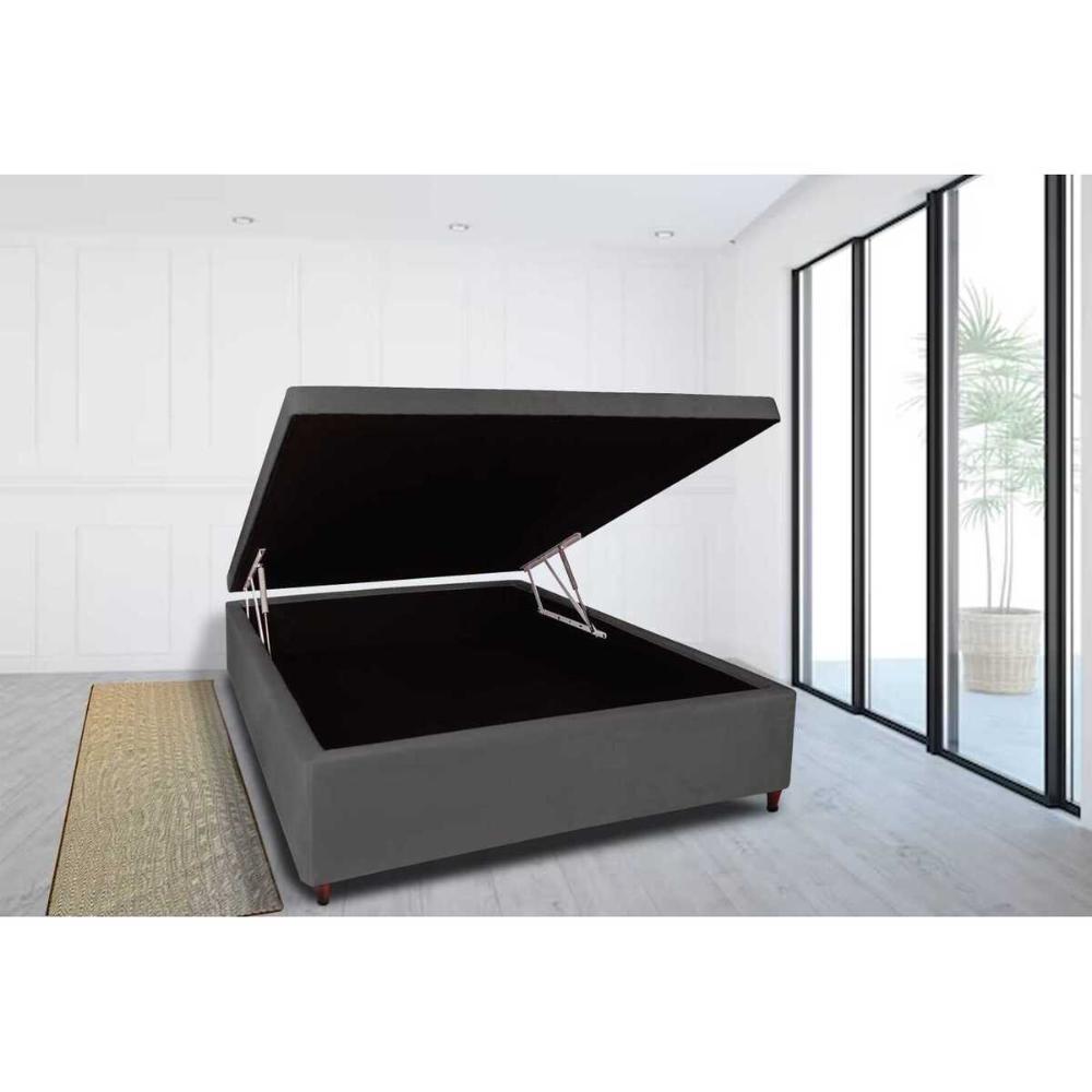 Base Box Baú Casal 138x188x46cm Luana Multimóveis CR35381 Cinza