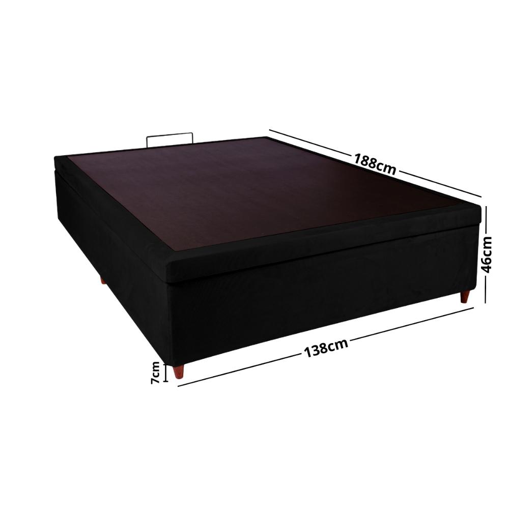Base Box Baú Casal 138x188x46cm Luana Multimóveis CR35381 Preto