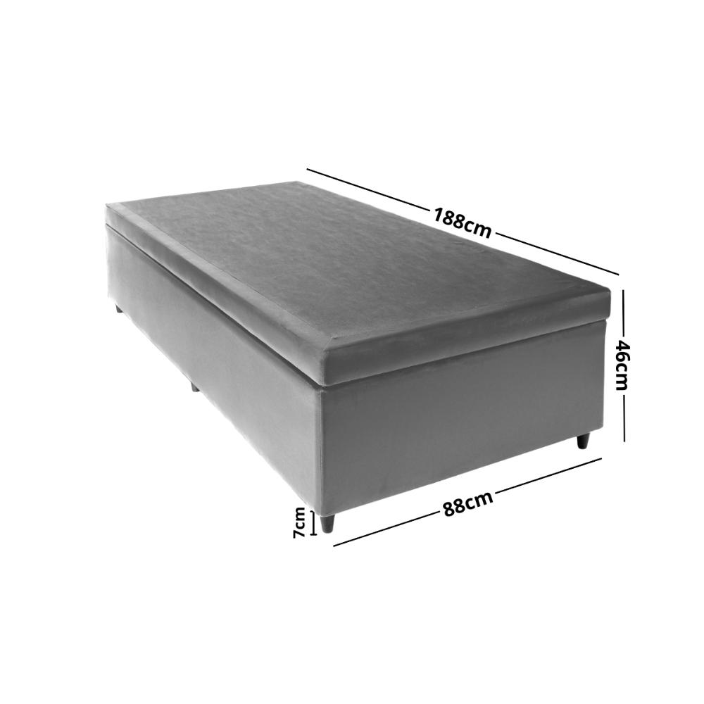 Base Box Baú Solteiro 88x188x46cm Luana Multimóveis CR35380 Cinza