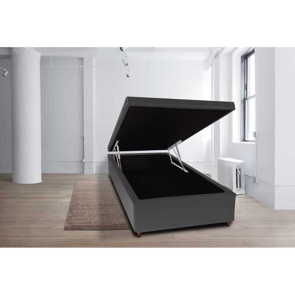 Base Box Baú Solteiro 88x188x46cm Luana Multimóveis CR35380 Cinza