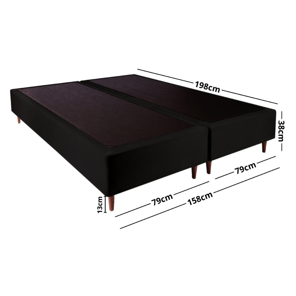 Base Box Bipartido Queen 158x198x38cm Luana Multimóveis CR35379 Preto