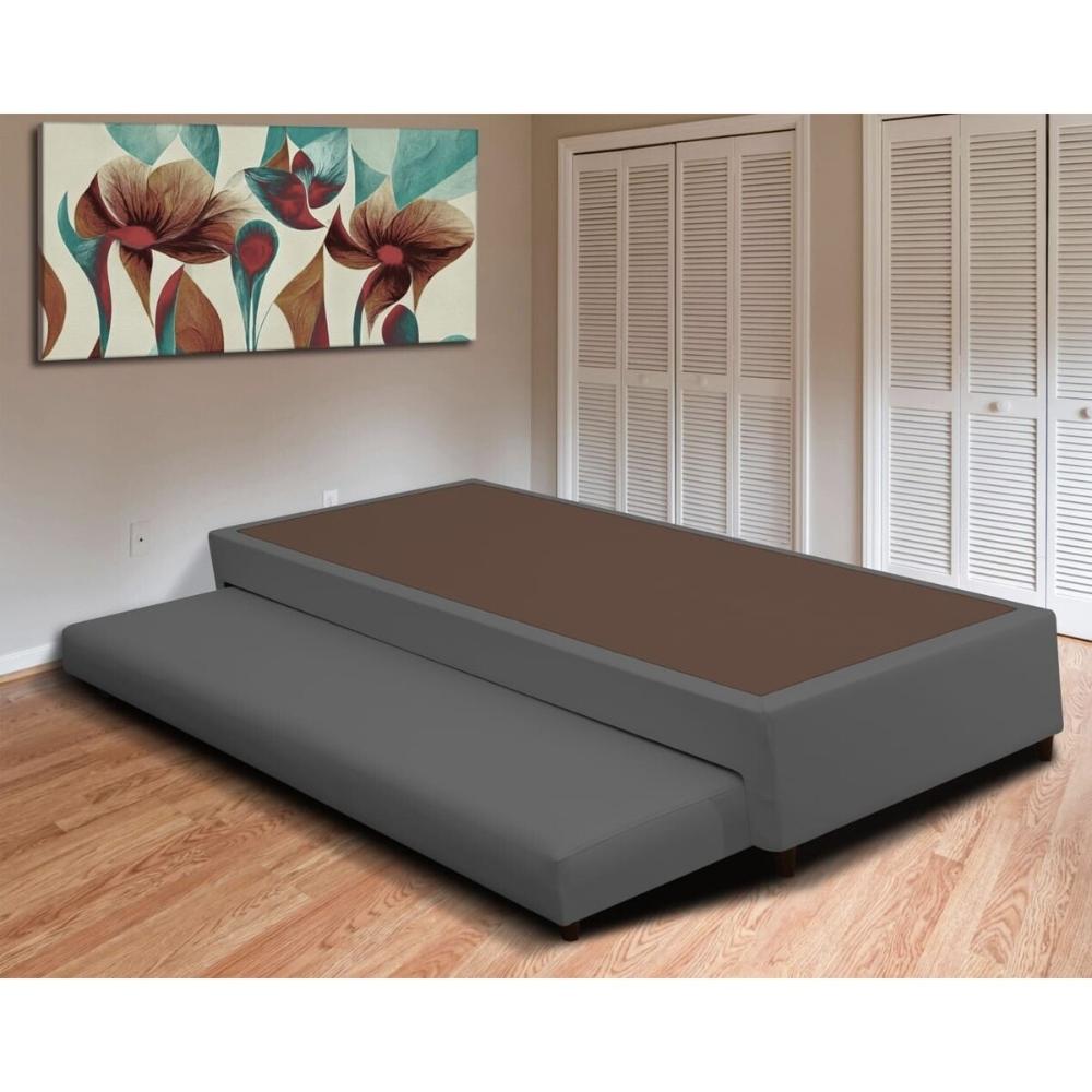 Base Box com Cama Auxiliar Solteiro 88x188x32 Luana Multimóveis CR35383 Cinza