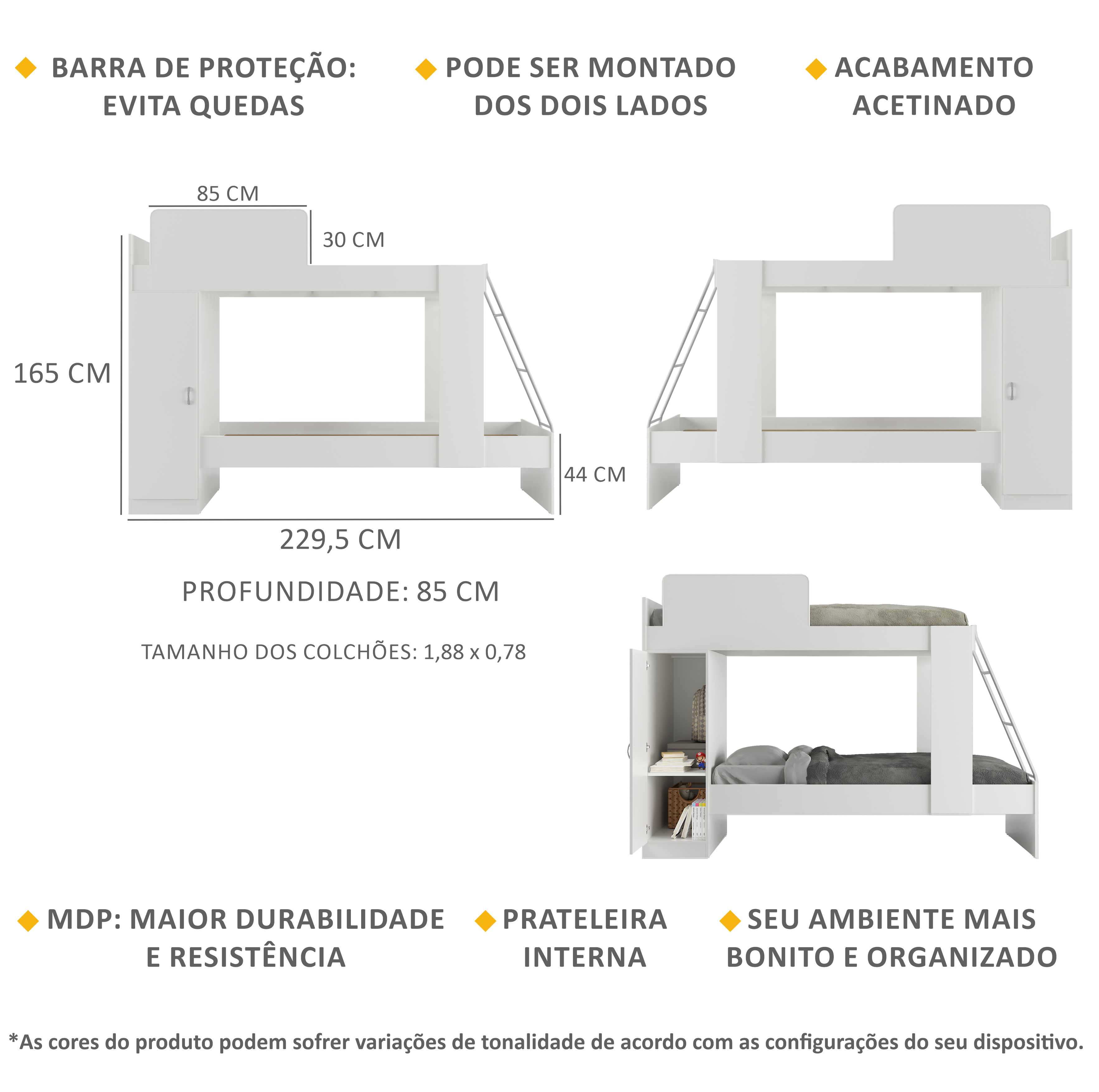 Beliche 1 Porta Havana Multimóveis FG4008 Branco