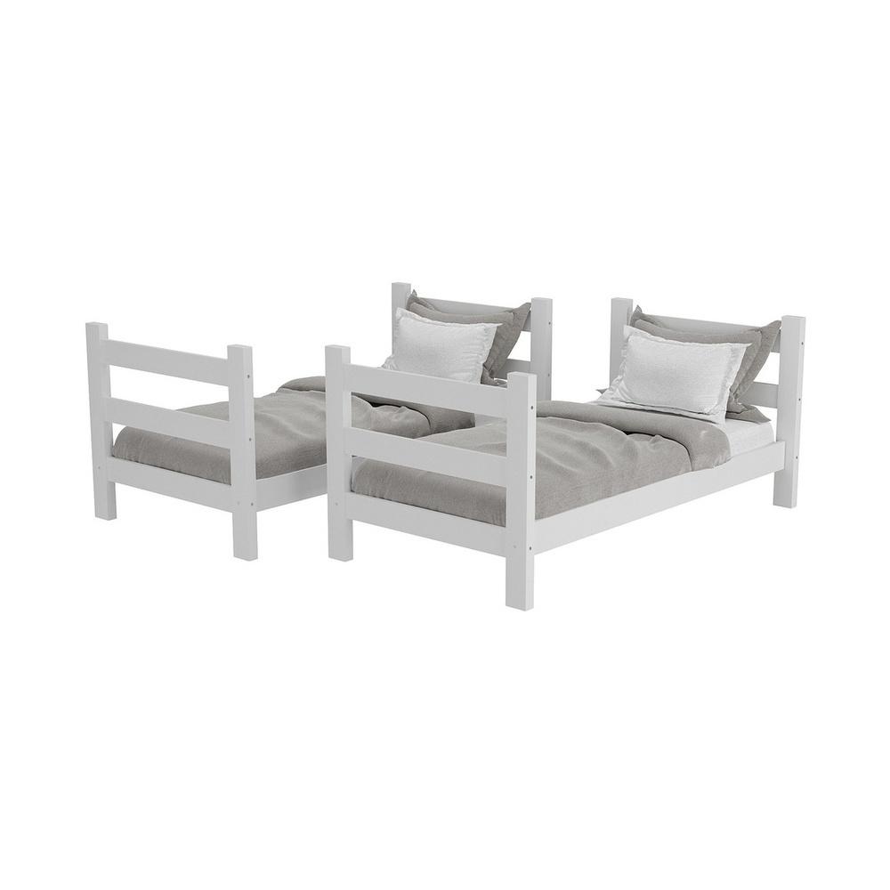 Beliche Madeira Maciça - vira 2 Camas - com Colchões Inclusos Dubai Multimóveis CR4158 Branco