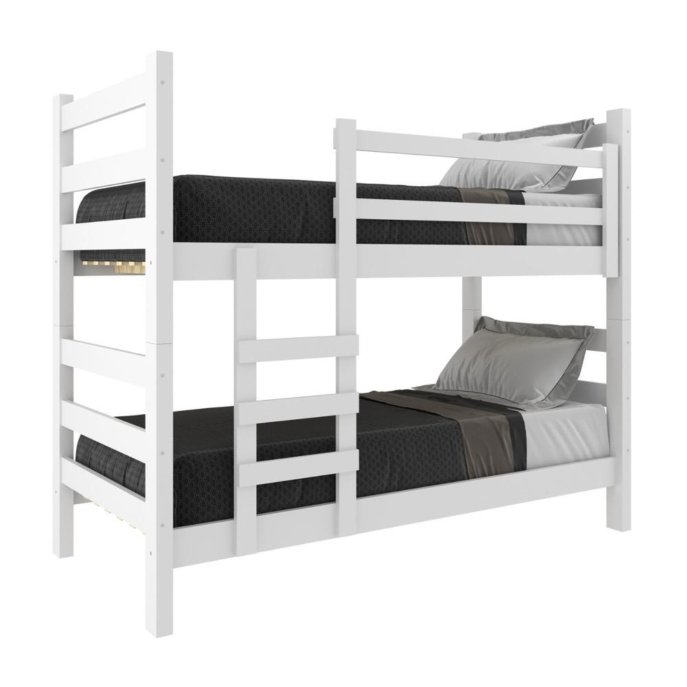 Beliche Madeira Maciça - vira 2 Camas - para Colchão 78/88 x 188cm Dubai Multimóveis CR4137 Branco