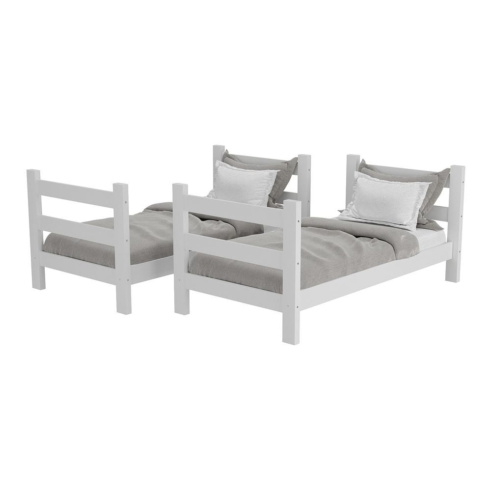 Beliche Madeira Maciça - vira 2 Camas - para Colchão 78/88 x 188cm Dubai Multimóveis CR4137 Branco