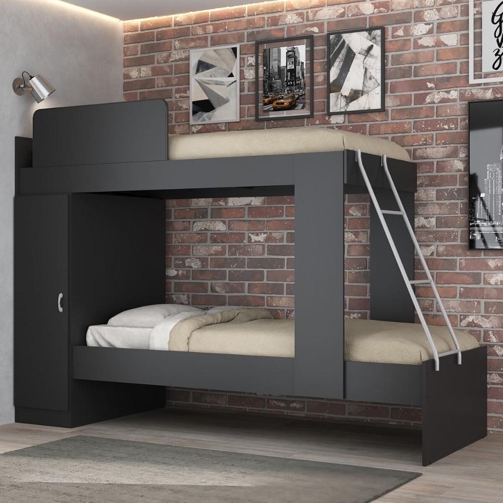 Beliche com Armário 1 Porta para Colchão 78x188cm Cocada Multimóveis BB4008 Preto
