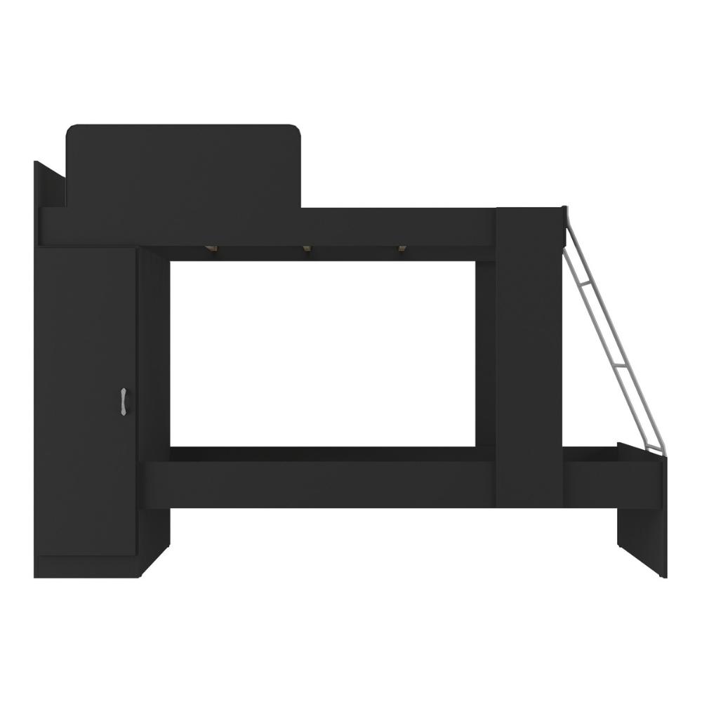 Beliche com Armário 1 Porta para Colchão 78x188cm Cocada Multimóveis BB4008 Preto
