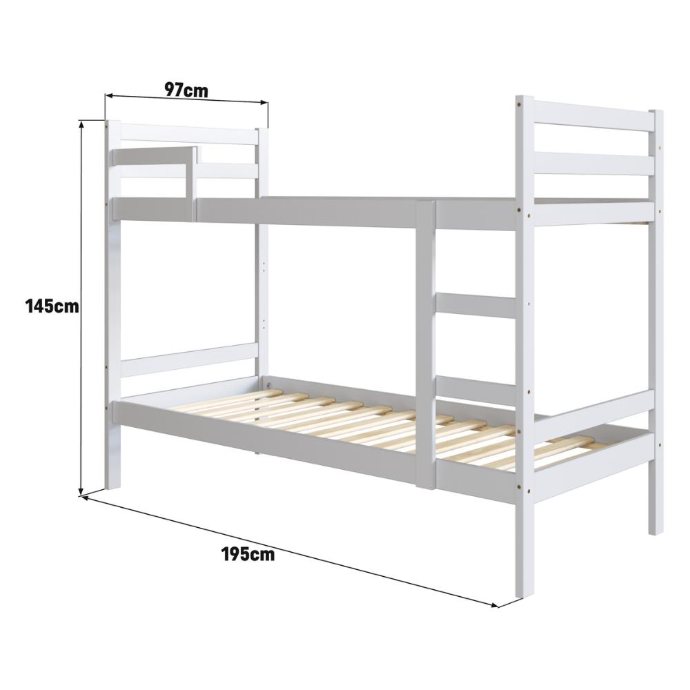 Beliche de Madeira Maciça para Colchão 88x188cm Multimóveis CR35272 Branco