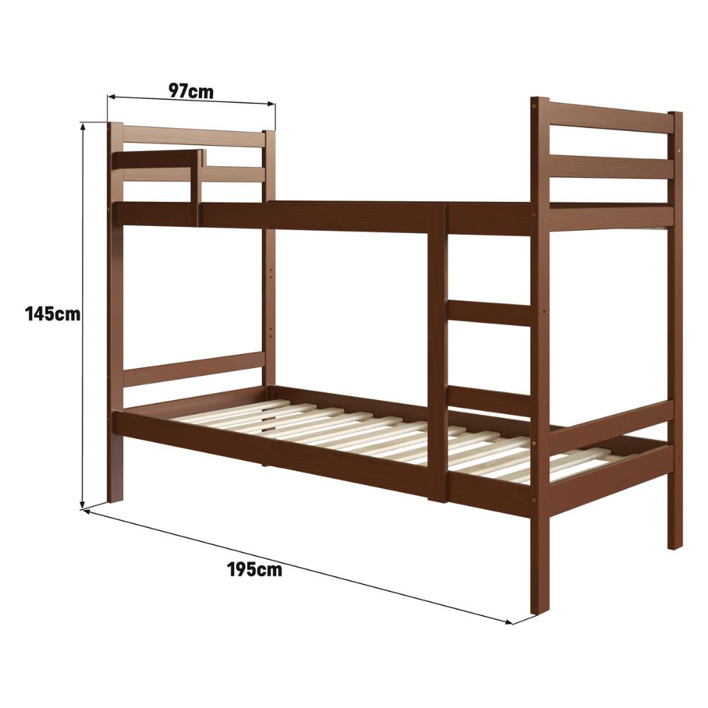 Beliche de Madeira Maciça para Colchão 88x188cm Multimóveis CR35272 Walnut