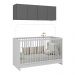 Berço 3 em 1 com Armário Aéreo 4 portas Multimóveis MP4140 Branco/Grafite