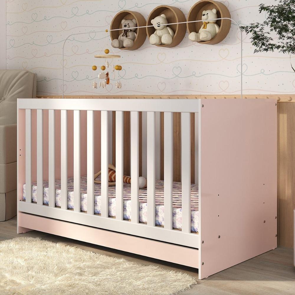 Berço 3 em 1 com Colchão Incluso Doce de Leite Multimóveis MP4310 Rosa
