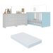 Berço 3 em 1 com Colchão Incluso e Cômoda Doce de Leite Multimóveis MP4298 Branco/Azul