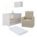 Berço 3 em 1 com Colchão Poltrona e Armário Aéreo 2 Portas Multimóveis MP4165 Branco/Bege