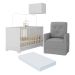 Berço 3 em 1 com Colchão Poltrona e Armário Aéreo 2 Portas Multimóveis MP4165 Branco/Cinza