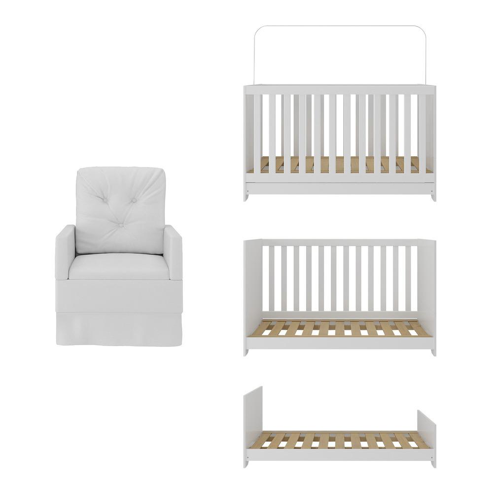 Berço 3 em 1 com Colchão e Poltrona Amamentação Multimóveis MP4159 Branco