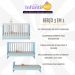 Berço 3 em 1 para Colchão 130 x 60cm Doce de Leite Multimóveis MP0527R Azul
