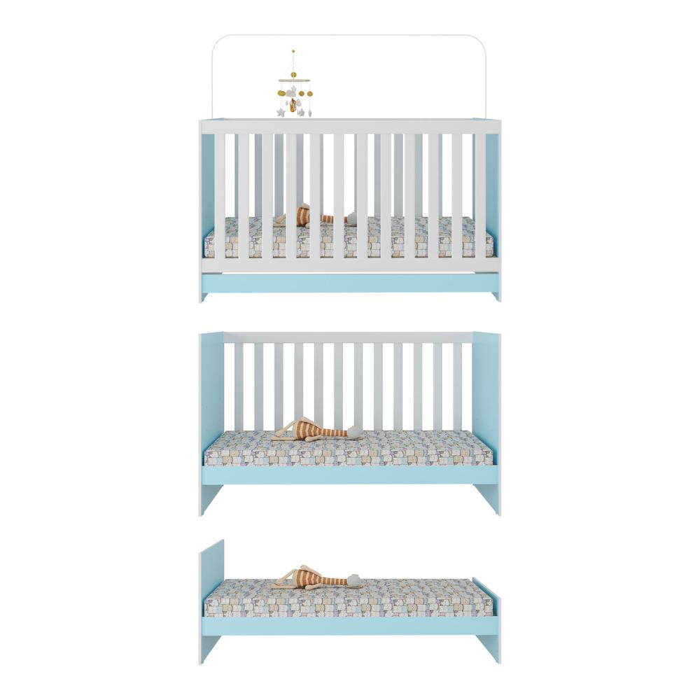 Berço 3 em 1 para Colchão 130 x 60cm Doce de Leite Multimóveis MP0527R Azul