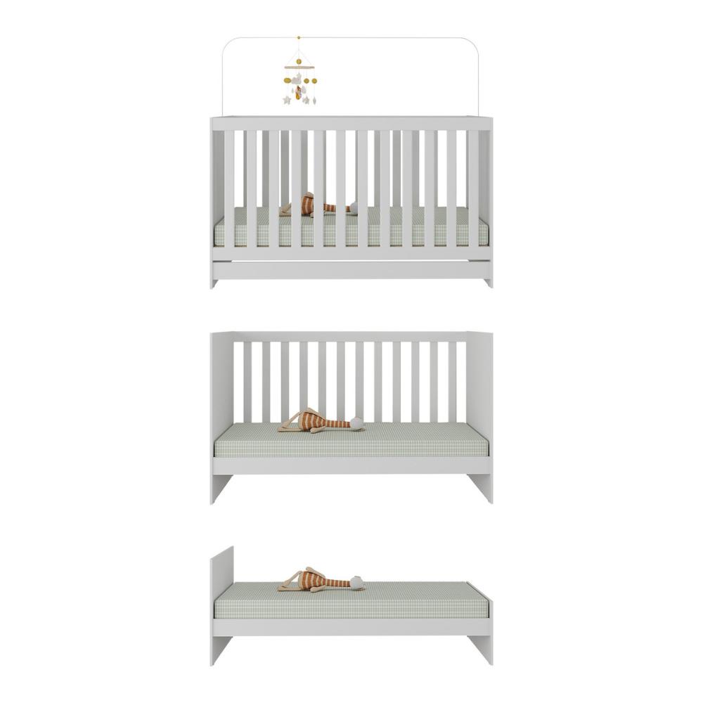 Berço 3 em 1 para Colchão 130 x 60cm Doce de Leite Multimóveis MP0527R Branco