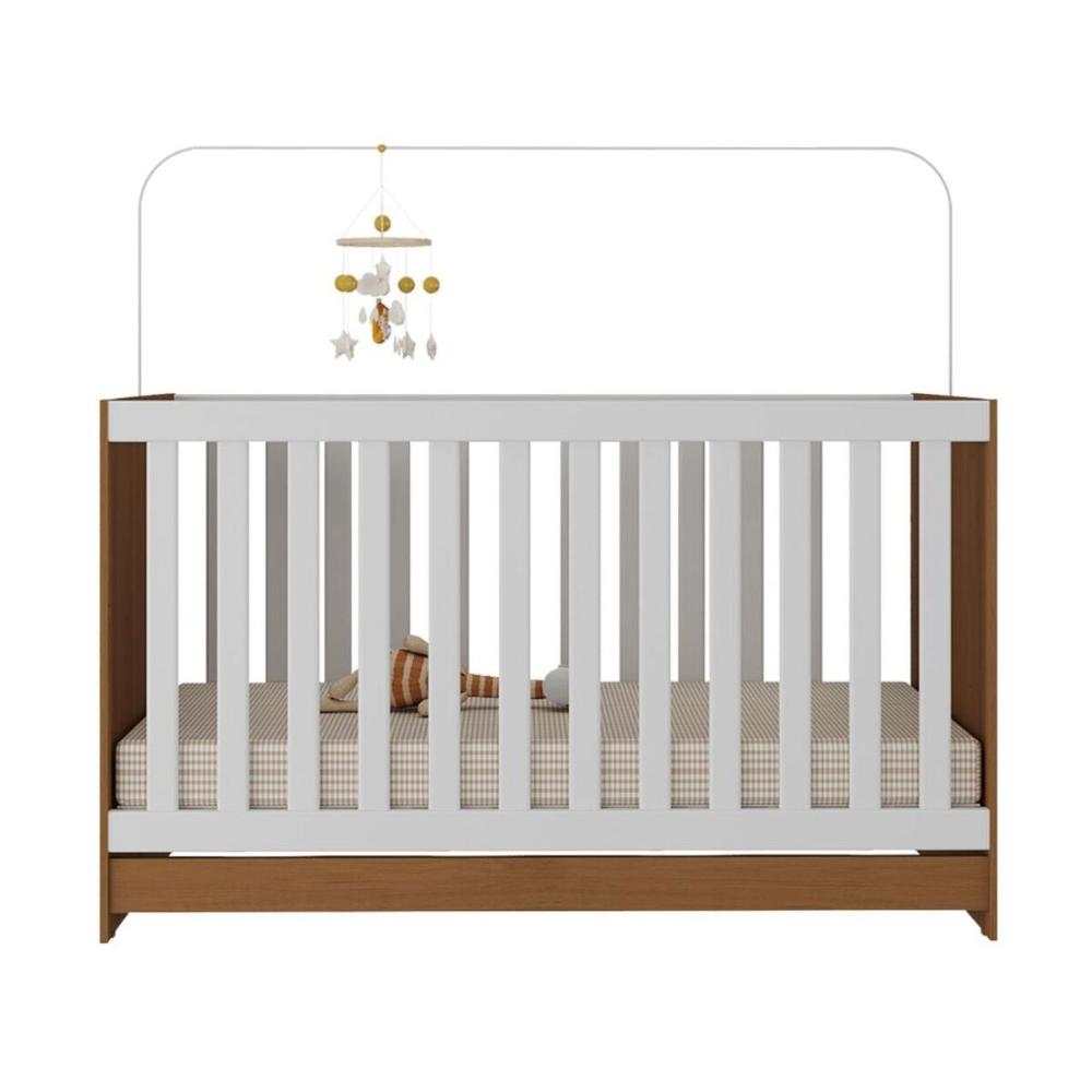 Berço 3 em 1 para Colchão 130 x 60cm Doce de Leite Multimóveis MP0527R Madeirado/Branco