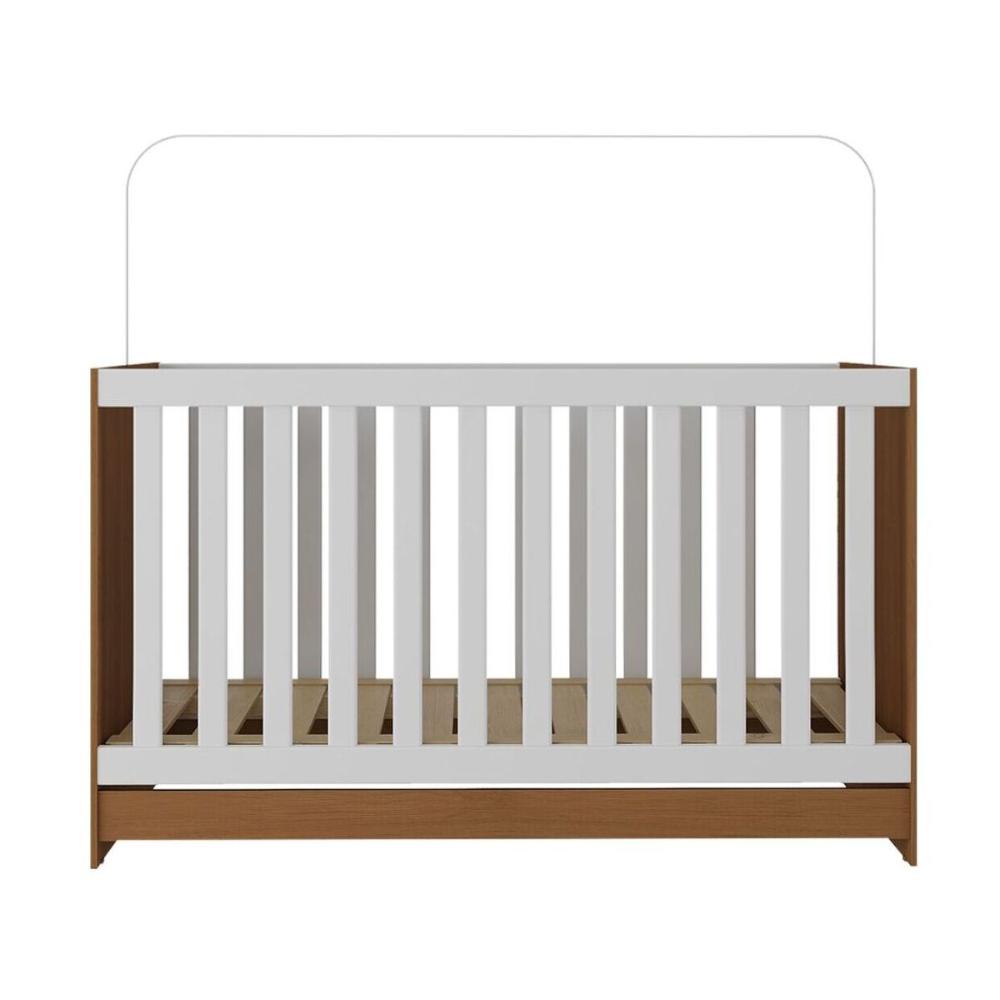 Berço 3 em 1 para Colchão 130 x 60cm Doce de Leite Multimóveis MP0527R Madeirado/Branco