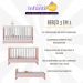 Berço 3 em 1 para Colchão 130 x 60cm Doce de Leite Multimóveis MP0527R Rosa