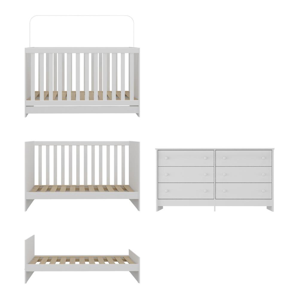 Berço 3 em 1 para Colchão 130 x 60cm com Cômoda Doce de Leite Multimóveis MP4297 Branco