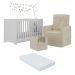Berço 3x1 com Colchão Incluso Poltrona de Amamentação e Puff Elza Multimóveis MP4100 Branco/Bege