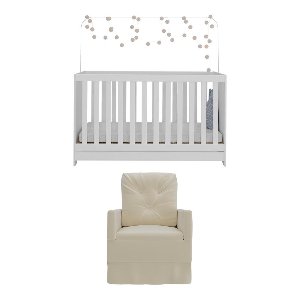 Berço 3x1 com Poltrona de Amamentação Multimóveis MP4064 Branco/Bege
