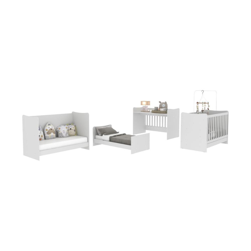 Berço 4 em 1 Vira Escrivaninha para Colchão 60x130cm Multimóveis MP4349 Branco