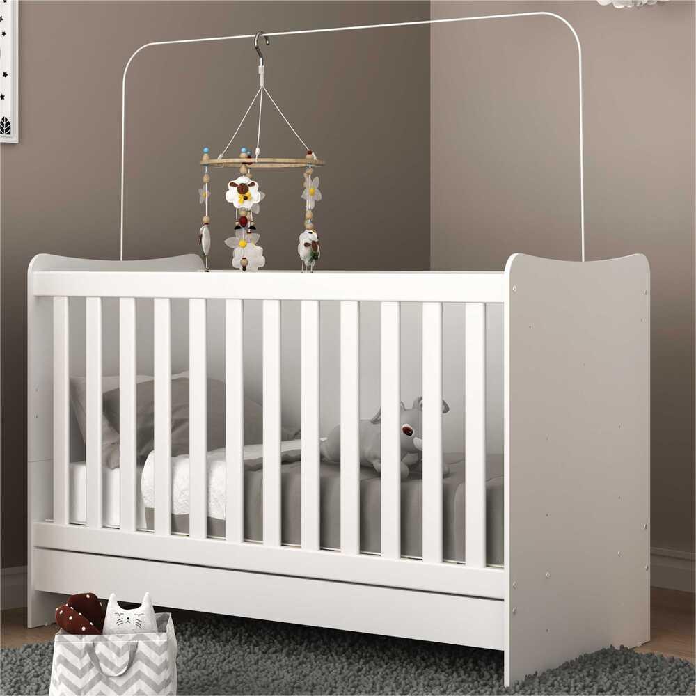 Berço 4 em 1 para Colchão 60 x 130 cm Multimóveis Evolution vira Escrivaninha FG0541PN Branco