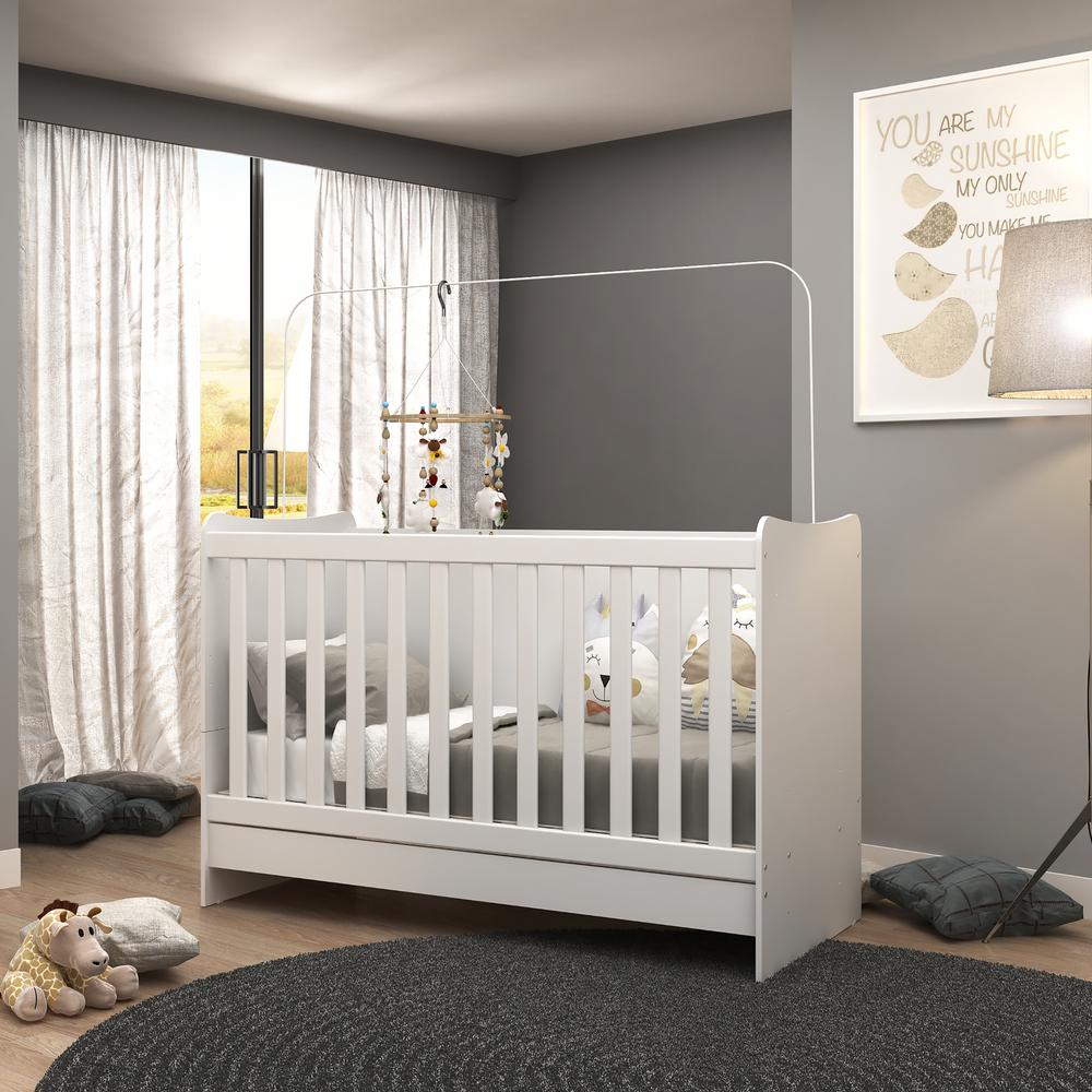 Berço 4 em 1 para Colchão 60 x 130 cm Multimóveis Evolution vira Escrivaninha FG0541PN Branco