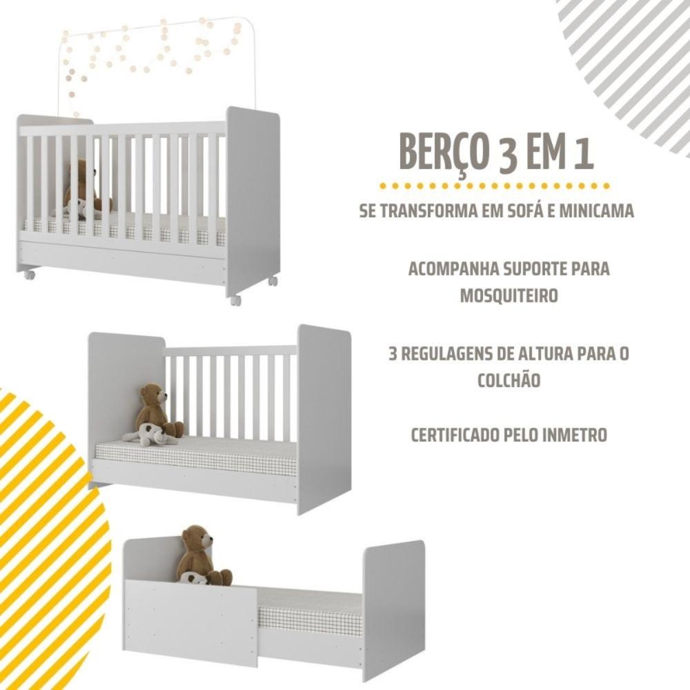 Berço Americano 3 em 1 com Armário e Balcão Multimóveis MP4214 Branco