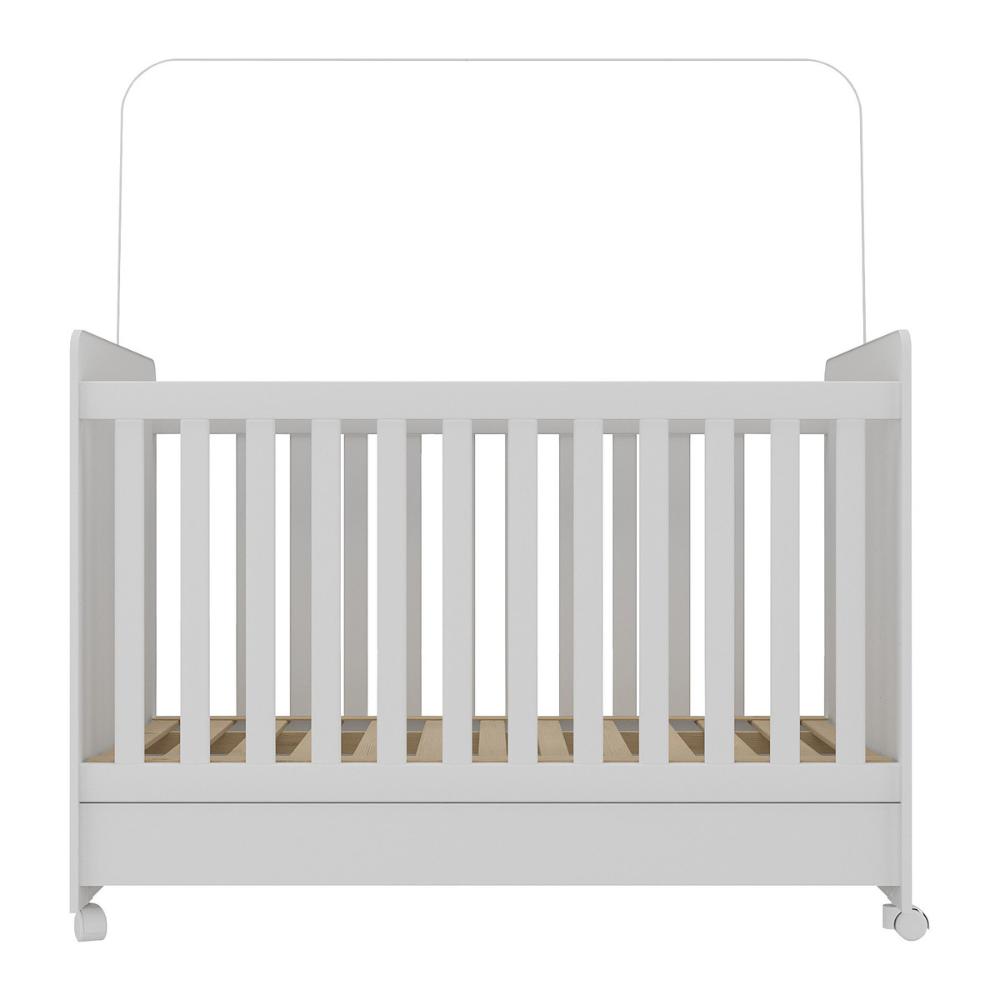Berço Americano 3 em 1 com Colchão Incluso e Rodízios Bambino Multimóveis MP4306 Branco