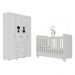 Berço Americano 3 em 1 com Rodízios e Guarda-Roupa 4 Portas 3 Gavetas Pimpolho Multimóveis MP4386 Branco