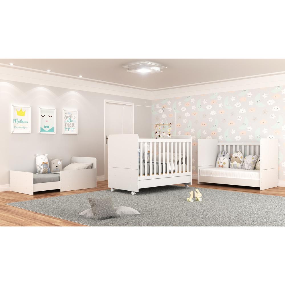 Berço Americano 3 em 1 com Rodízios para Colchão 70 x 130 cm Multimóveis Pimpolho FG0504B Branco