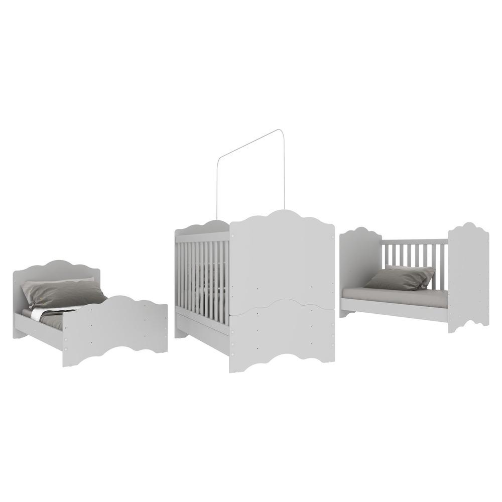 Berço Americano 3 em 1 para Colchão 70 x 130 cm Nuvem Multimóveis FG0536PA Branco