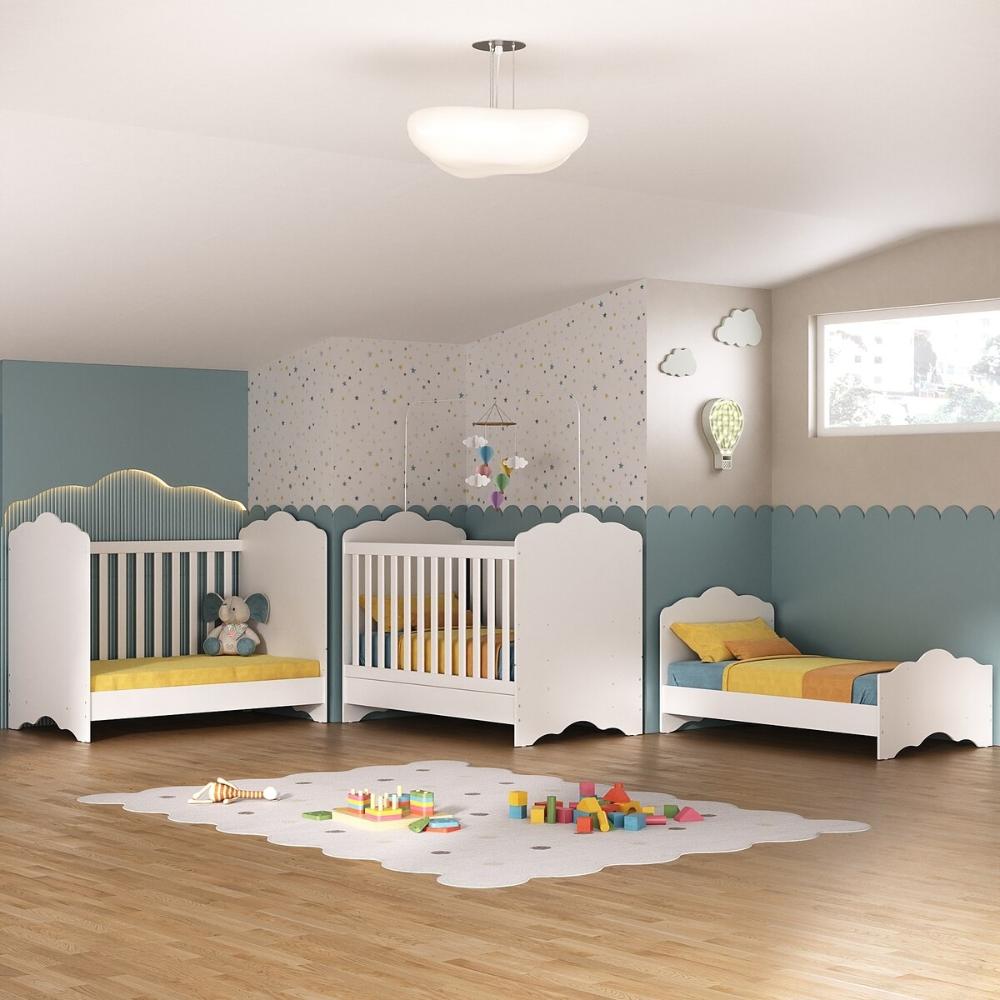 Berço Americano 3 em 1 para Colchão 70x130cm Quindim Multimóveis BB0536PA Branco