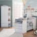 Berço Cômoda com Colchão Incluso e Guarda-Roupa 2 Portas 1 Gaveta Multimóveis MP4348 Branco/Colorido