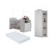 Berço Cômoda com Colchão Incluso e Guarda-Roupa 2 Portas 1 Gaveta Multimóveis MP4373 Branco/Colorido