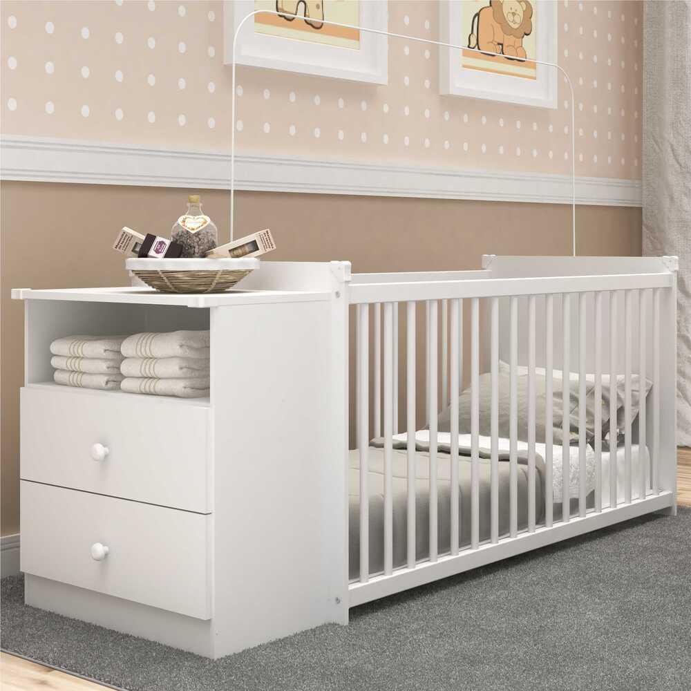 Berço Cômoda para Colchão 60 x 130 cm Meu Bebê Multimóveis Branco